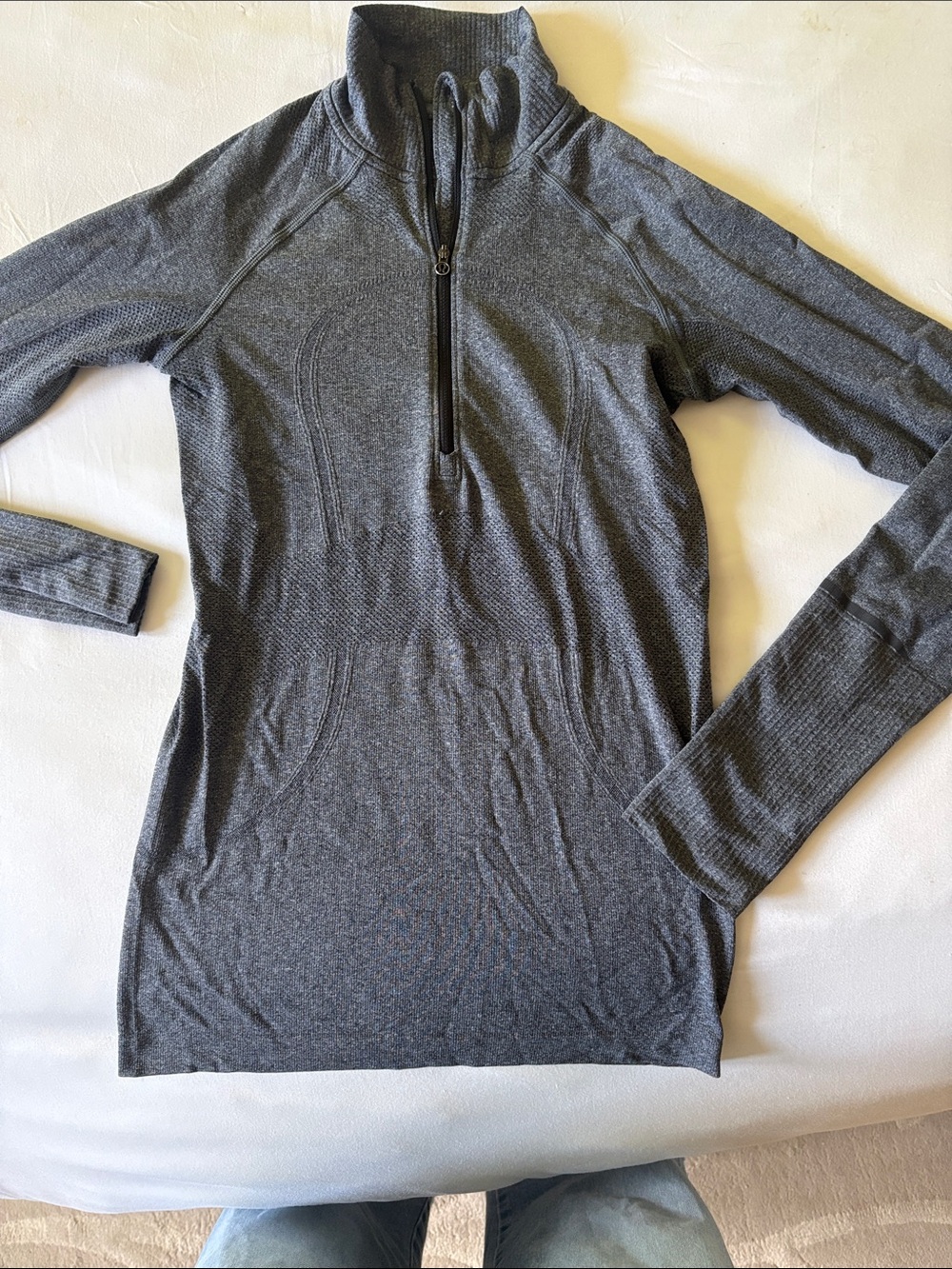 lululemon athletica Heather Gray Long-Sleeve Quarter Zip Top